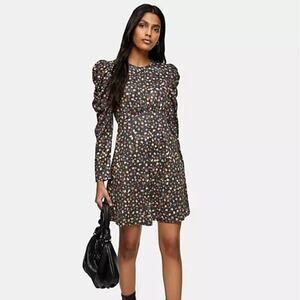 Topshop Ruched Sleeve Jersey Flippy Mini Dress